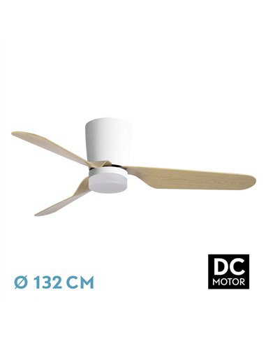 Ventilador 18w Dc Kochi Blanco 3 Aspas Haya 6 Vel 3000-4000-6000k Remoto+temporizador 132 D 2025