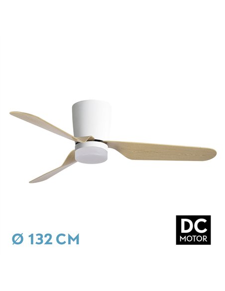 Ventilador 18w Dc Kochi Blanco 3 Aspas Haya 6 Vel 3000-4000-6000k Remoto+temporizador 132 D 2025