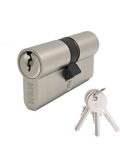 Cilindro para llaves de serreta con perfil europeo “Start STS3030” fabricado en latón extruido niquelado (incluye 3 llaves)