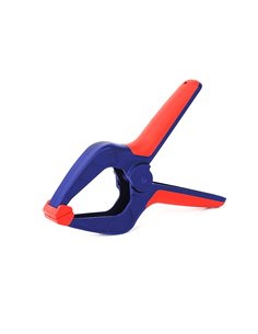 Pinza de resorte 75mm con mango ergonómico fabricada en nylon reforzado color azul y rojo