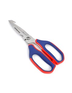 Tijeras de cocina multifunción 25cm con hojas de 21,5cm con mango ergonómico color azul y rojo
