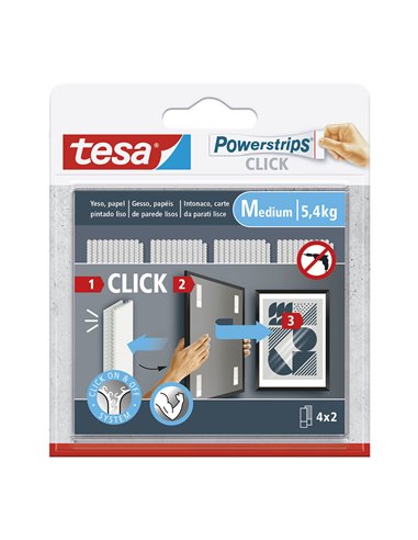Tiras para pendurar quadros “Powerstrips M”, médias 4x2cm, brancas