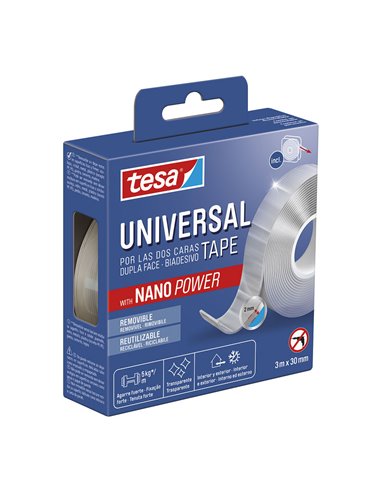 3m x 30mm universal double-sided tape transparent color for indoor and outdoor use
