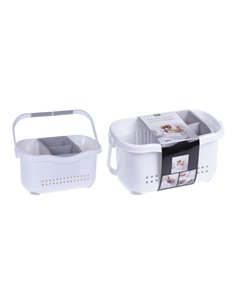Escorredor de talheres 23x12,5x12cm em TPR branco e cinza