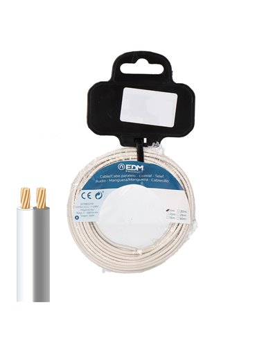 Spule mit parallelem Audiokabel 2x0,75mm² weiß und grau (50m Länge)