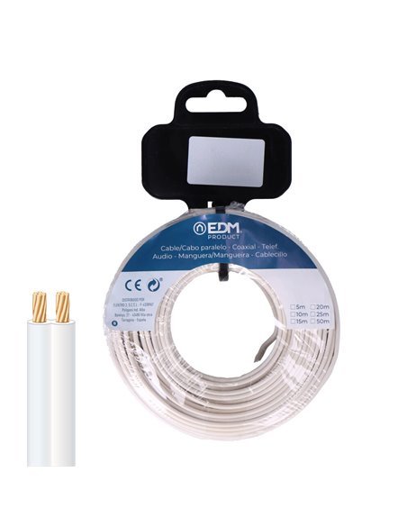2x2.50mm² parallel audio cable reel, white (10m length)