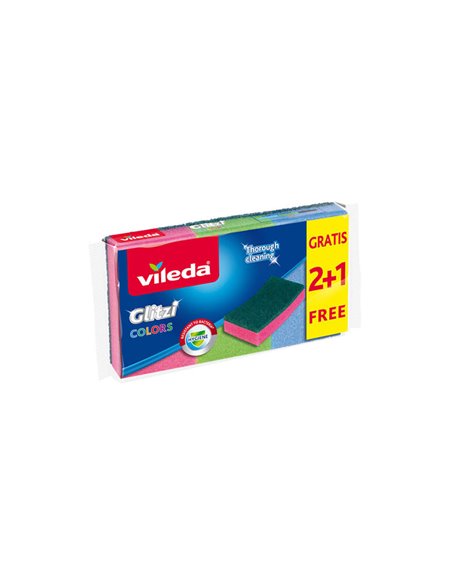 Estropajo “Glitzi Colors” 2+1 para multitud de superficies (Pack de 3)