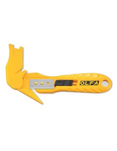 “SK-10” safety cutter with 17.8mm wide rectangular concealed blade and built-in strap cutter
