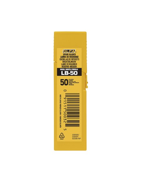 Set di 50 lame da taglio standard "LB-50", larghezza 18 mm, argento