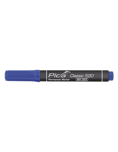 Marcador permanente indelével “Classic 520” com ponta de bala azul
