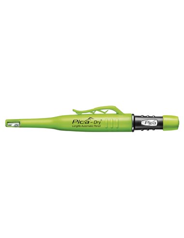Crayon de charpentier professionnel rechargeable « Dry » pour mines graphite avec étui, pince et taille-crayon