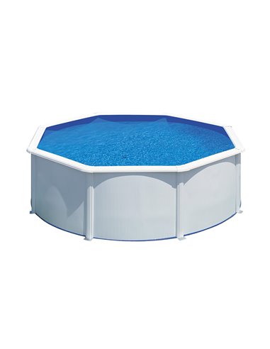 PISCINA REDONDA DE PARED DE ACERO CON CHAPA BLANCA 370 x 122 cm