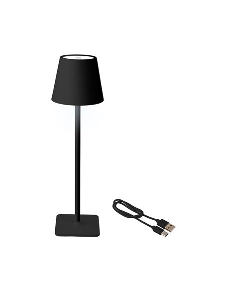 LÁMPARA LED DE MESA RECARGABLE PARA EXTERIOR Y INTERIOR COLOR 37 cm NEGRO