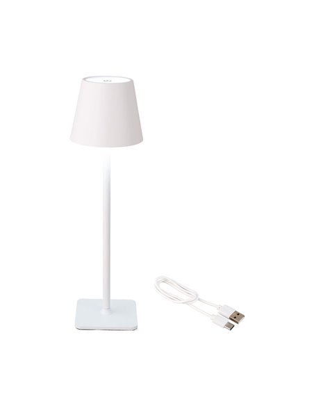 LÁMPARA LED DE MESA RECARGABLE PARA EXTERIOR Y INTERIOR COLOR 37 cm BLANCO