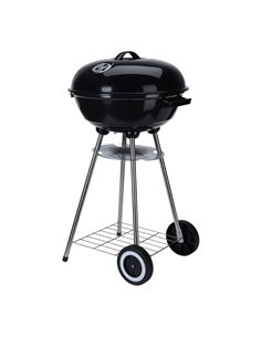 BARBACOA DE CARBÓN DE PIE CON TAPA Y RUEDAS, Ø46 x 84 cm