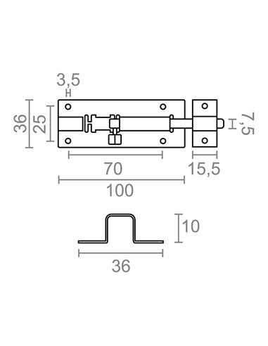 PASADOR PS15, ACERO INOXIDABLE, 100 mm