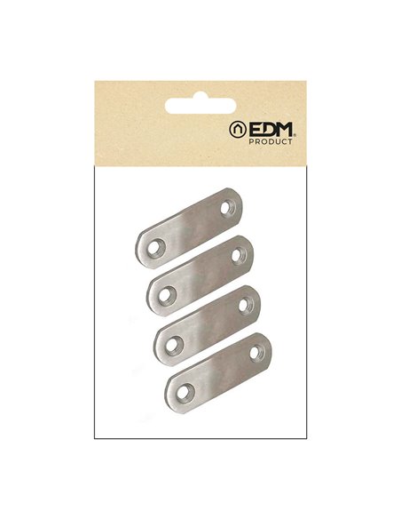 PLACA RECTA UNIÓN PLC14, ACERO INOXIDABLE, 60 x 16 x 1,5 mm. 4 unidades