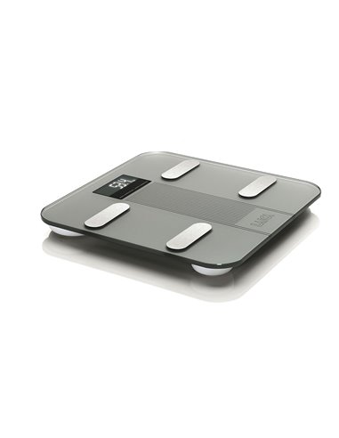 BASCULA DE BAÑO SMART BLUETOOTH CON CÁLCULO DE LA COMPOSICIÓN CORPORAL, COLOR PLATEADO, 180 kg