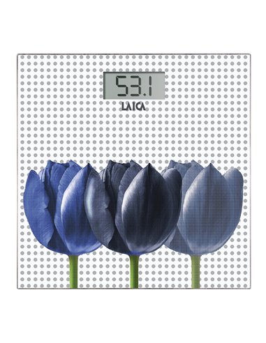 BÁSCULA DE BAÑO ELECTRÓNICA DISEÑO BLANCA CON FLORES. MÁXIMO 180 kg