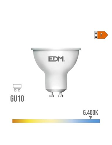BOMBILLA DICROICA LED GU10 10 W 932 lm 6400 K LUZ FRIA 120° Ø5 x 6,4 cm