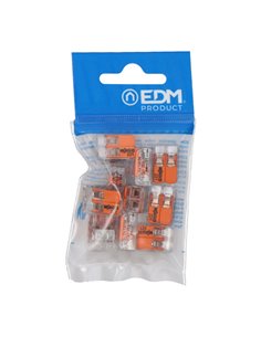 CONECTOR RÁPIDO CON PALANCA 2 VIAS, Ø MAXIMO 4 mm², 450 V , 32 A TRANSPARENTE 13,2 x 18,6 x 8,4 mm, 10 uds 2