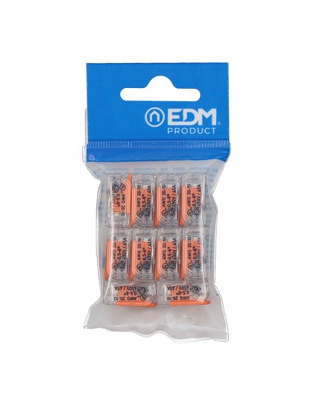 CONECTOR RÁPIDO CON PALANCA 2 VIAS, Ø MAXIMO 6 mm²,  450 V , 41 A TRANSPARENTE 16 x 21,1 x 10,1 mm, 10 uds
