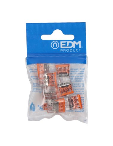 CONECTOR RÁPIDO 3 VIAS, Ø MÁXIMO 2,5 mm², TRANSPARENTE / NARANJA, 10 uds