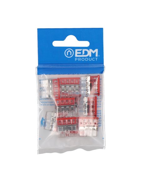 CONECTOR RÁPIDO 4 VIAS, Ø MAXIMO 2,5 mm², TRANSPARENTE / ROJA, 10 uds