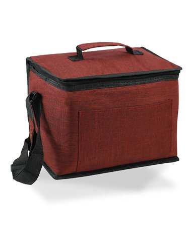 NEVERA DISEÑO TEJANA CON ASA, COLOR GRANATE, 10 l