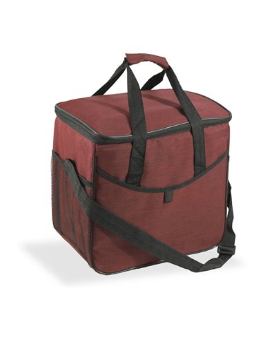 NEVERA DISEÑO TEJANA CON ASAS, COLOR GRANATE, 21 l