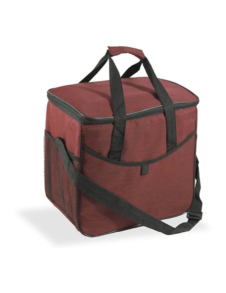 NEVERA DISEÑO TEJANA CON ASAS, COLOR GRANATE, 21 l