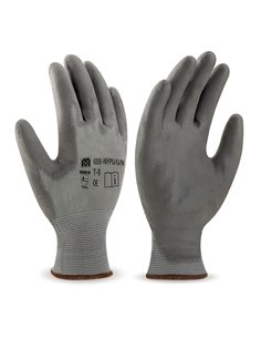 GUANTES POLIÉSTER GRIS CON RECUBRIMIENTO DE POLIURETANO GRIS EN388, TALLA 7