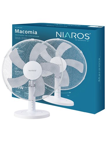 Ventilador sobremesa Macomia Ø41cm 45W Blanco