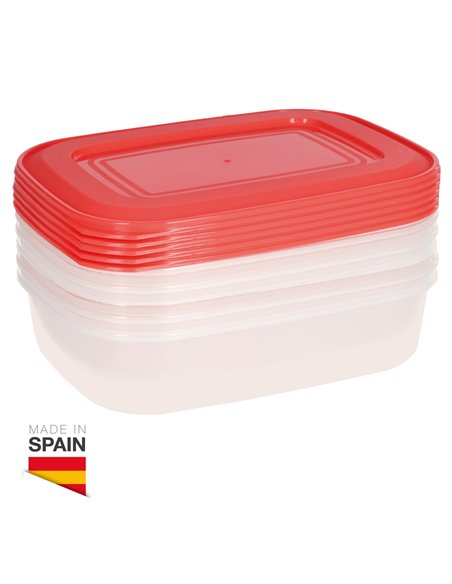 Pack de 5 táperes herméticos de plástico 1L