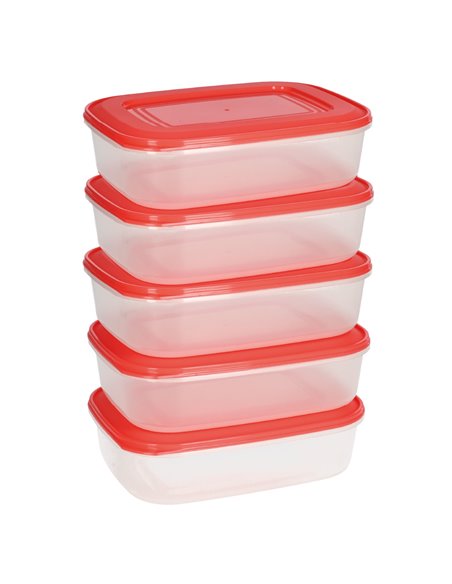Pack de 5 táperes herméticos de plástico 1L