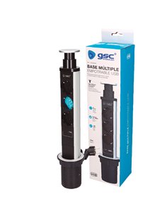 Base múltiple empotrable 3T + 1 USB A + 1 USB Tipo C (3x1.5mm) 1,4M 2