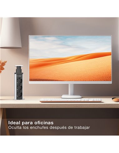 Base múltiple empotrable 3T + 1 USB A + 1 USB Tipo C (3x1.5mm) 1,4M