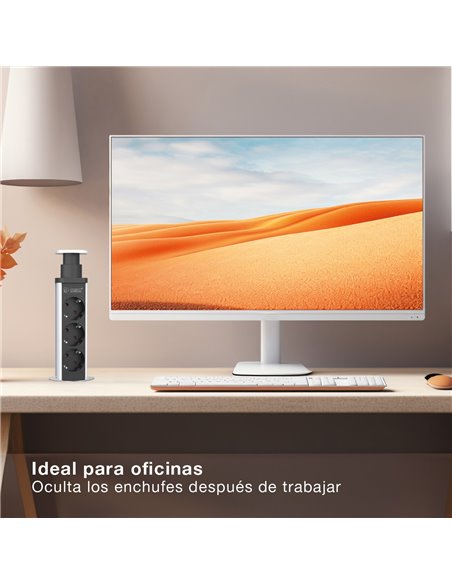 Base múltiple empotrable 3T + 1 USB A + 1 USB Tipo C (3x1.5mm) 1,4M