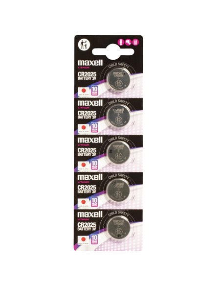 Blister 5 Pilas botón litio Maxell CR2025
