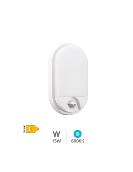 Aplique pared ovalado LED Doko con sensor movimiento 15W 6000K Blanco