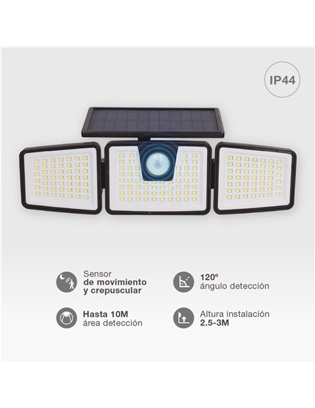 Aplique solar LED Marlo con sensor de movimiento y crepuscular 7W 6500K
