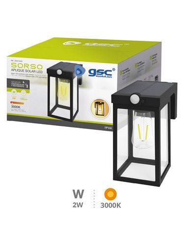 Aplique solar LED Sorso con sensor de movimiento y crepuscular 2W 3000K