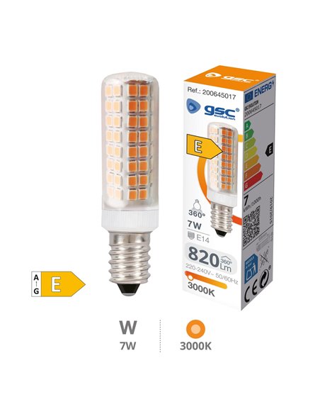 Bombilla LED tubular 7W E14 3000K