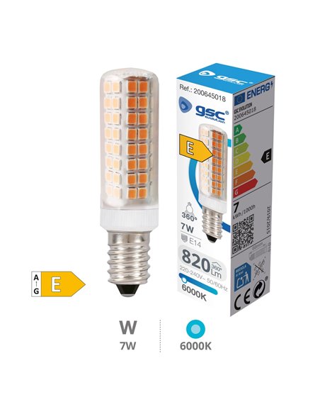 Bombilla LED tubular 7W E14 6000K