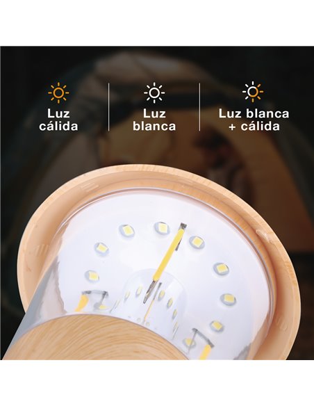 Linterna LED camping recargable USB 360lm