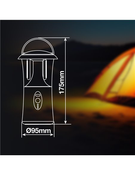 Linterna LED camping recargable USB 360lm