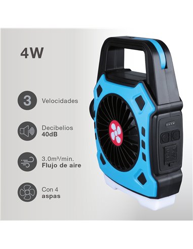 Ventilador de camping Stawell con linterna LED 180lm