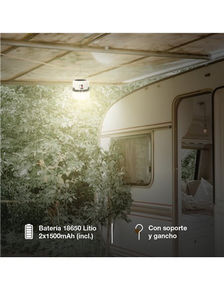Linterna solar LED camping recargable USB powerbank 300lm