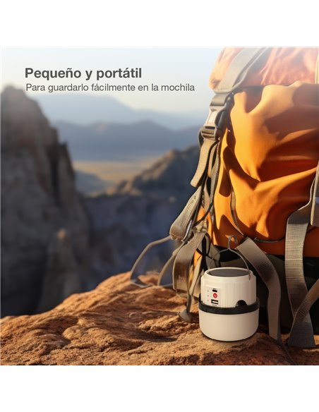 Linterna solar LED camping recargable USB powerbank 300lm