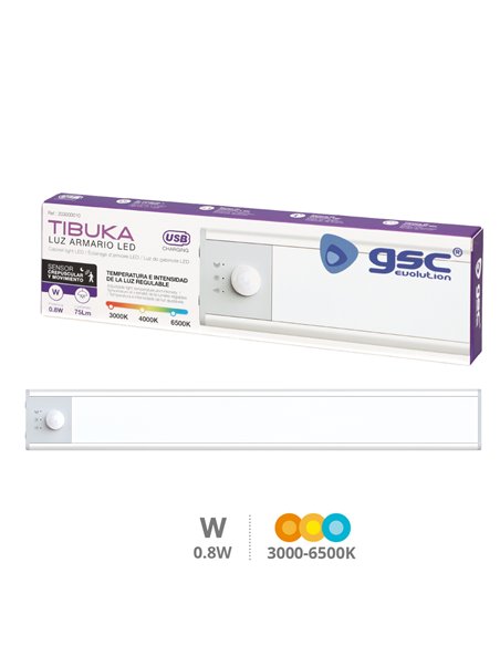 Luz de armario LED Tibuka con sensor movimiento y crepuscular 0.8W 3000 - 4000 - 6500K
